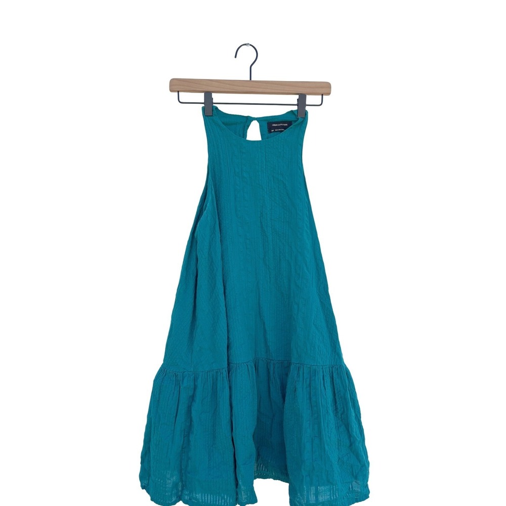 Urban‎ Outfitters Teal Green Sleeveless Tiered Mini Dress Drop Waist Sz Small